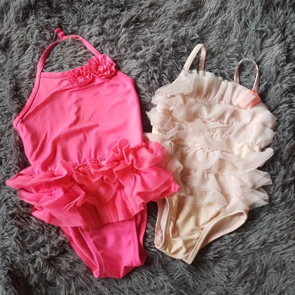 2 Pink Baby Girl Swim Suits